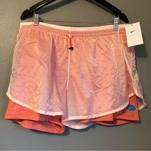 NWT Nike Sz XL Women’s Orange Overlay Pocket Running Shorts Ret $50!